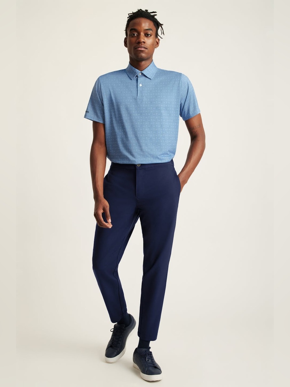 0121: Bonobos Light Blue Short-Sleeve Polo with Subtle Texture Standard Fit